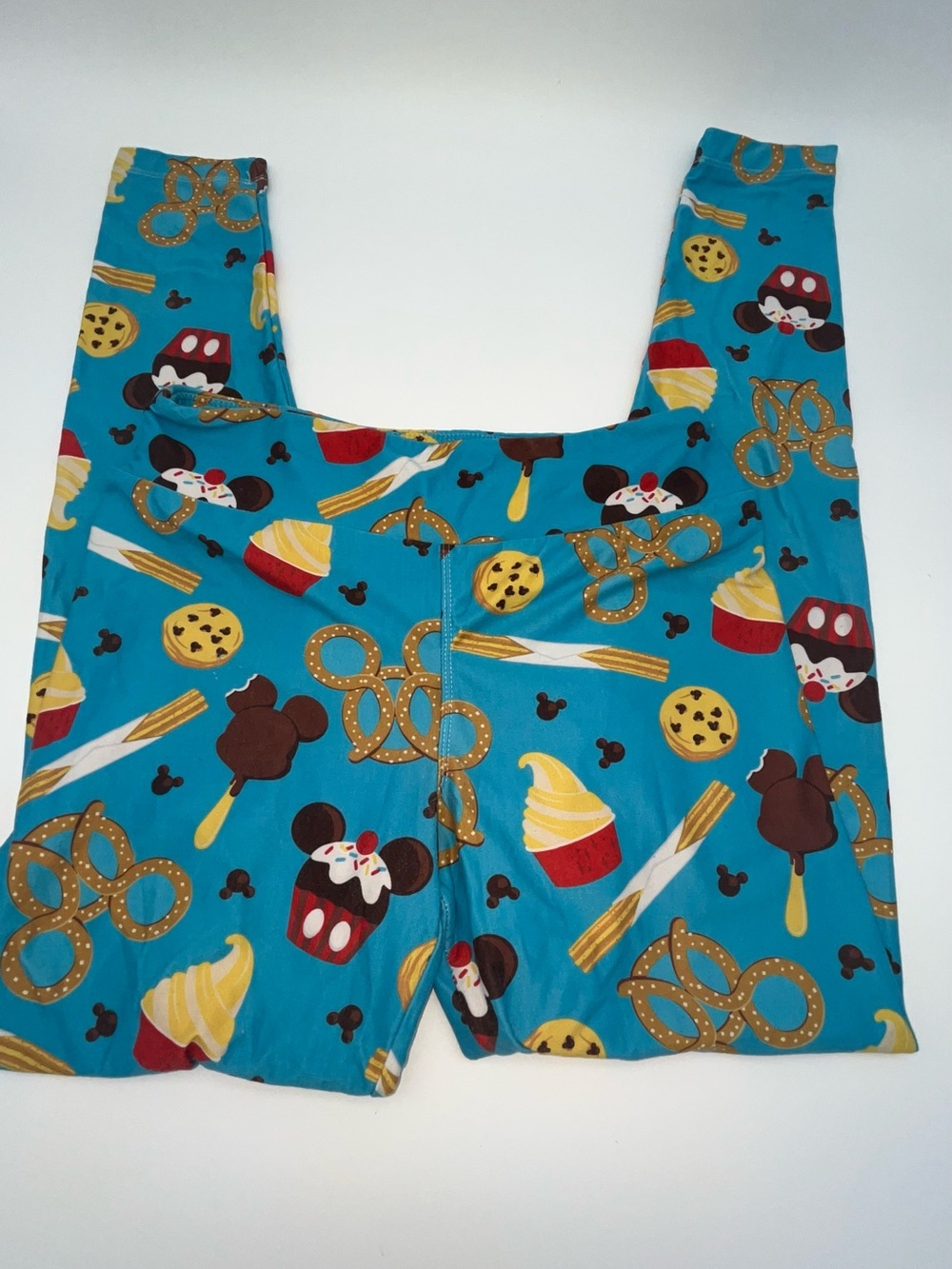 Disney Teal Snack Pattern Womens leggings Pajama Bottoms S dole whip pretzel